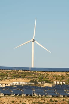 Power Plant Renewable Energy Wind Turbines and Solar Panels
