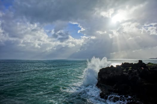 HDR Colred Sunrise Clouds over the Atlantic Ocean in Tenerife Canary Islands