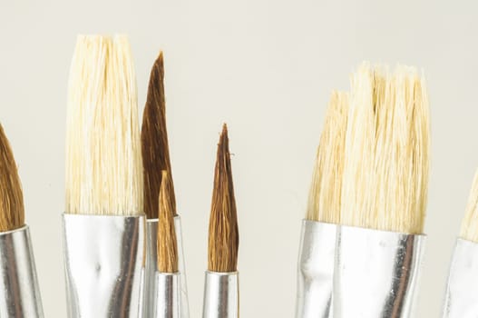 New Wooden Different Paintbrush Set Texture over a White Background