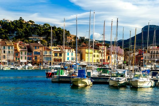 The beautiful town of Cassis in the French Riviera photographed during a clear morning