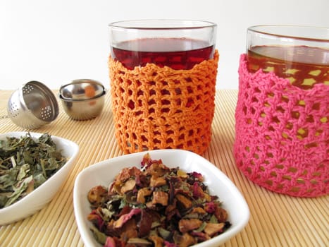 Tea in crocheted tea glasses