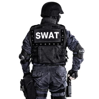 Special weapons and tactics (SWAT) team officer shot from behind