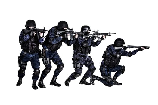 Special weapons and tactics (SWAT) team in action