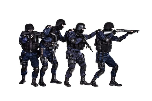 Special weapons and tactics (SWAT) team in action
