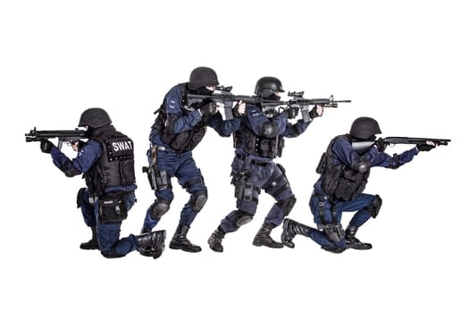 Special weapons and tactics (SWAT) team in action