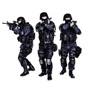 Special weapons and tactics (SWAT) team in action
