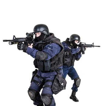 Special weapons and tactics (SWAT) team in action