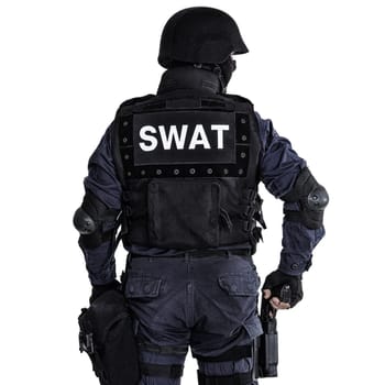 Special weapons and tactics (SWAT) team officer shot from behind