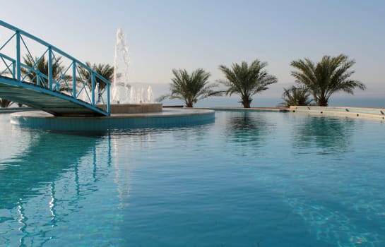 Hotel resort pool detail, Dead Sea. Jordan