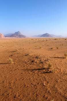 Sand pattern and beautiful landscape of the wadi rum desert in Jordan