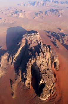 Wadi Rum Desert beautiful landscape from above. Jordan.