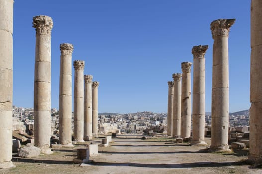 Ruins of the Greco-Roman city of Gerasa. Ancient Jerash, in Jordan.