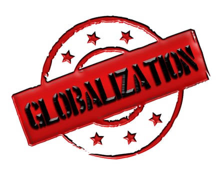 Sign and stamp named globalization colored black.