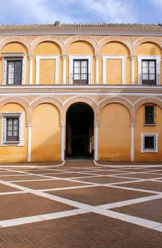 Courtyard at the Real Alcazar Moorish Palace in Seville, Spain
