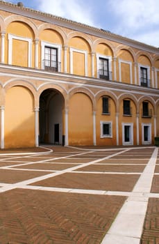 Courtyard at the Real Alcazar Moorish Palace in Seville, Spain