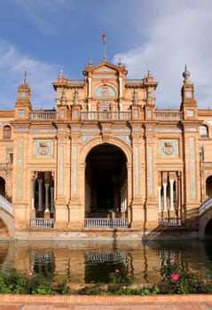 Famous Plaza de Espana, Sevilla, Spain. Old city landmark.