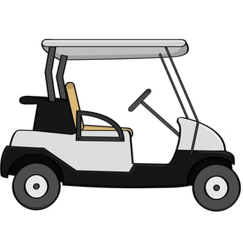 Cartoon illustration of an empty golf cart