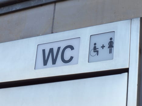 Sign to a public toilet facility