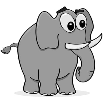 Cartoon illustration of a grey elephant walking