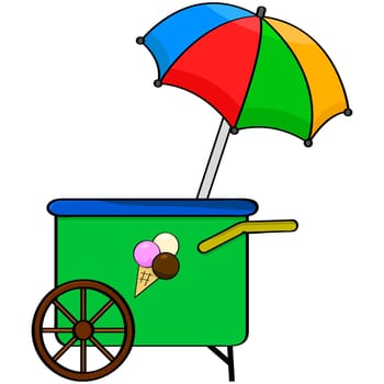 Cartoon illustration showing an ice cream cart