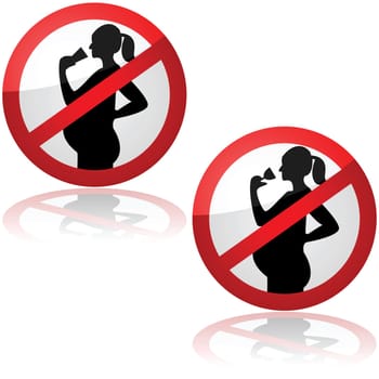 Sign showing pregnant women are not allowed to drink alcohol