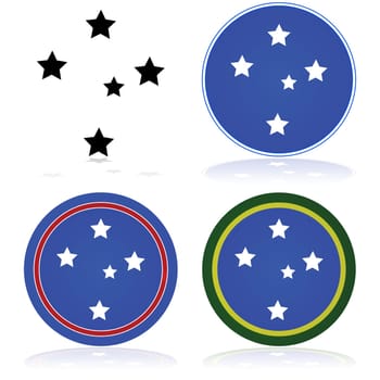 Icon set showing a stylized version of the Southern Cross constellation
