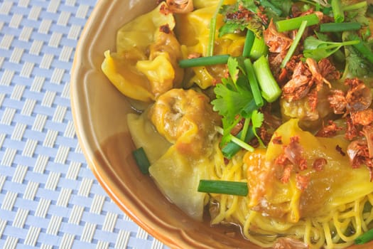 Chinese food, Wonton and noodle for traditonal gourmet dumpling image