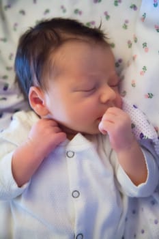 Newborn baby boy portrait while still in hospital.
