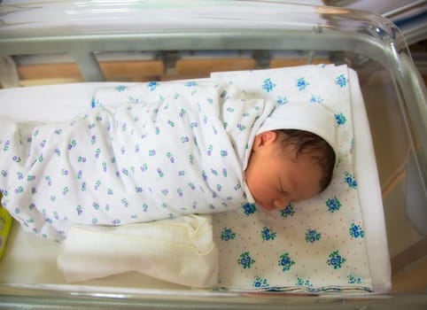 Newborn baby boy portrait while still in hospital.