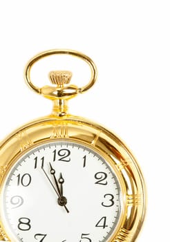 Old styled gold pocket watch on scarlet silk
