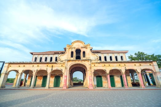 Old abandoned market in the historic colonial center of Mompox, Colombia