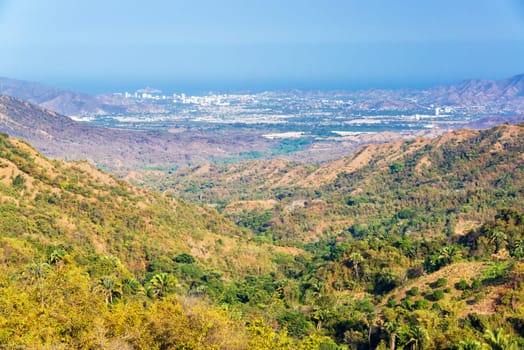 Looking down a valley towards Santa Marta, Colombia