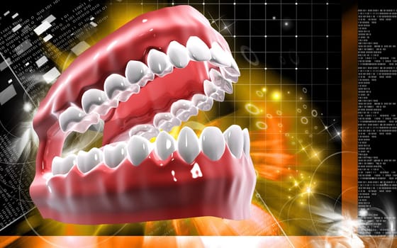 Digital illustration of Mouth in colour background