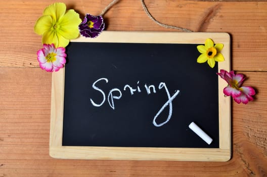 Table with flowers in spring