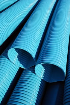 Blue pipes on construction site