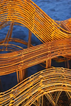 Iron reinforcement on construction site