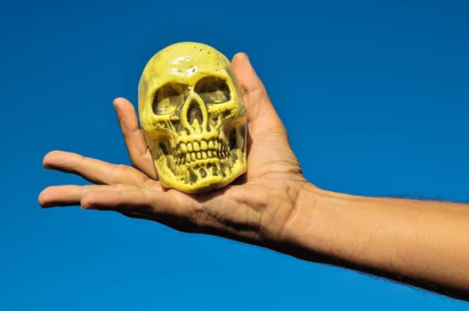 Ancient Vintage Old Doll with Human Skull Head