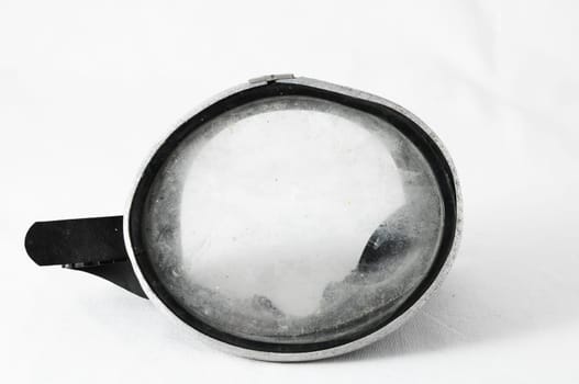 Old Vintage Dirty Diving Mask on a White Background