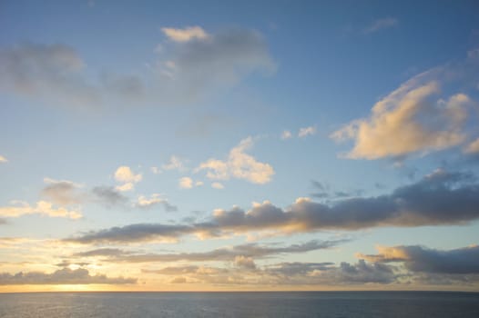 HDR Colred Sunrise Clouds over the Atlantic Ocean in Tenerife Canary Islands