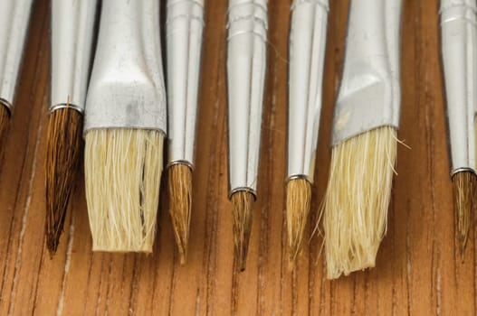 New Wooden Different Paintbrush Set Texture over a Colored Background