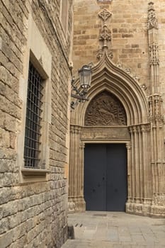 Closeup view of gothic part of Barcelona (Catalunya, Spain)