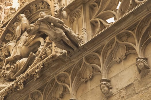 Closeup view of gothic part of Barcelona (Catalunya, Spain)