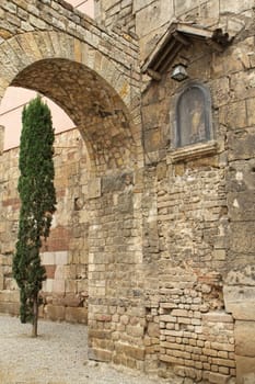 Closeup view of gothic part of Barcelona (Catalunya, Spain)