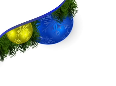 Christmas tree baubles and fir branches