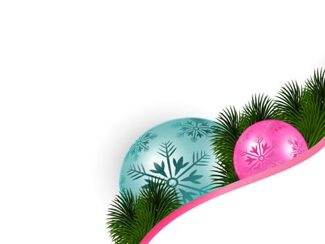 Christmas tree baubles and fir branches