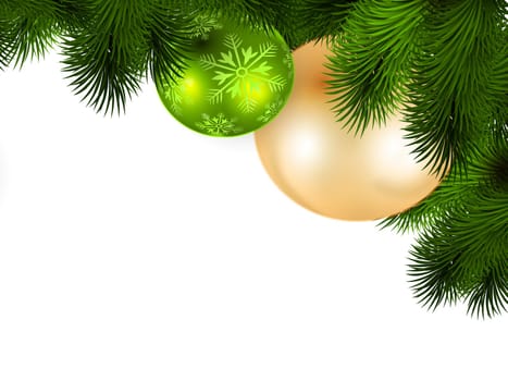 Christmas tree baubles and fir branches