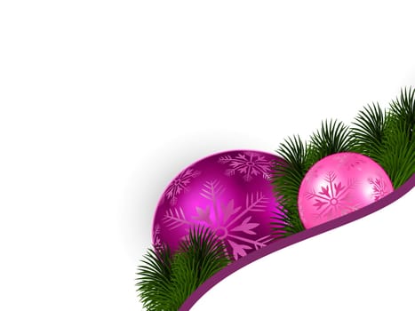 Christmas tree baubles and fir branches