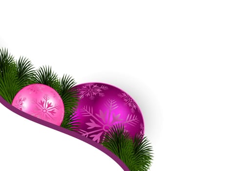 Christmas tree baubles and fir branches