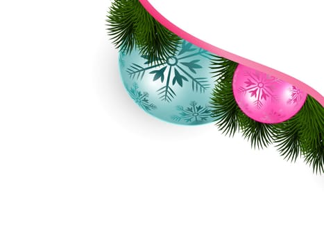 Christmas tree baubles and fir branches
