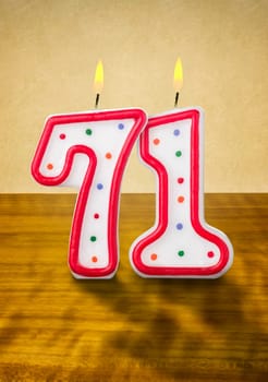 Burning birthday candles number 71